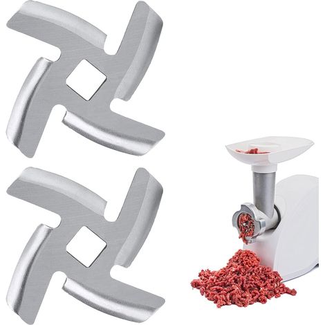 Lot de 2 Lame de Hachoir Viande en Acier Inoxydable de 47mm, Lame pour Hachoir a Viande Electrique et Manuelle,Compatible avec Hachoir à Viande avec Ouverture de 8,3mm (1/5)