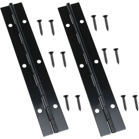 Charnières piano en fer forgé noir, avec vis, charnières continues en acier inoxydable, convenant aux portes d'armoires, fenêtres et bateaux, paquet de 2. (1/5)