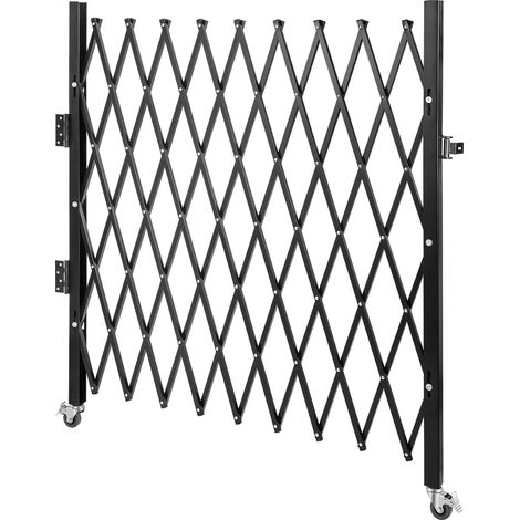 Barrière de sécurité pliante, 190 x 131 cm (L x H), porte accordéon en acier, extensible et flexible, avec cadenas pour verrouillage 360°. (1/5)