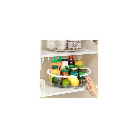 Étagère à épices transparente rotative à 360° (1 pièce), support à épices, étagère de cuisine sans perçage, pour le rangement du contenu de la cuisine. (1/5)