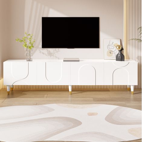 TV-Möbel mit 4 Türen, Kabeldurchlass 180x40x50 Weiß OKMYHOME (1/5)