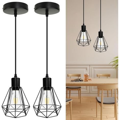 2x Suspension Luminaire Vintage,lustre au look vintage et rétro, Métal design Lampe Plafonnier Industrielle douille E27 pour Restaurant Salon Chambre Cuisine Bar Couloir (sans ampoule) (1/5)