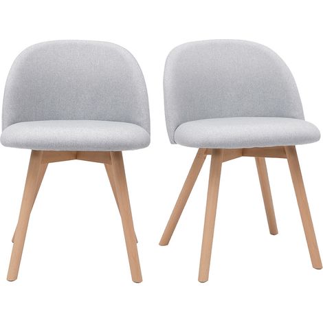 Chaises scandinaves en tissu gris clair et bois clair massif (lot de 2) CELESTE (1/5)