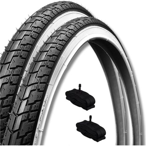 2 COPERTONI 24 X 1 3/8 (37-540) + CAMERE D'ARIA AMERICA PNEUMATICI BIANCO NERI (1/5)