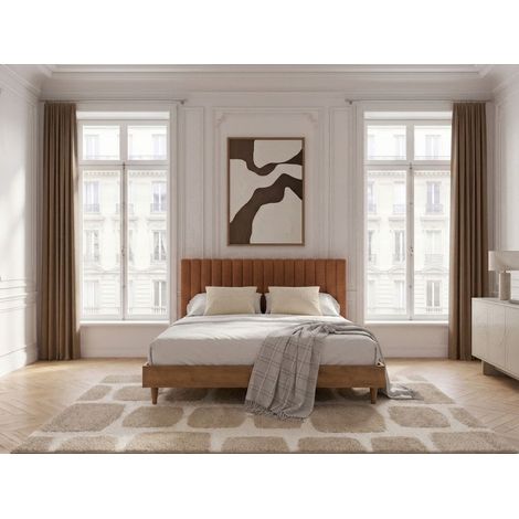 BOBOCHIC - Lit OCEANE avec lattes massives  160x200 Orange (1/5)