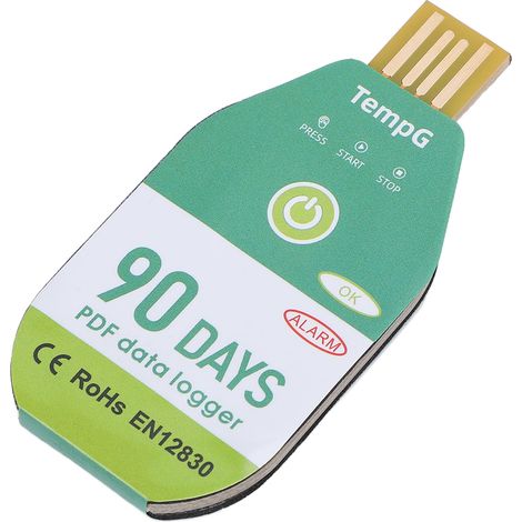 Enregistreur de température USB jetable IP67 étanche avec rapport PDF pour logistique du froid 90 jours, 18000 données (1/5)