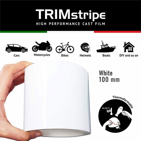 Trim Stripe Strisce Adesive per Auto, Bianco, 100 mm (1/5)