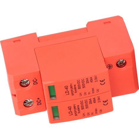 Dispositif de protection contre les surtensions photovoltaïques, disjoncteur de protection 2P 20-40 kA CC 500 V (1/5)