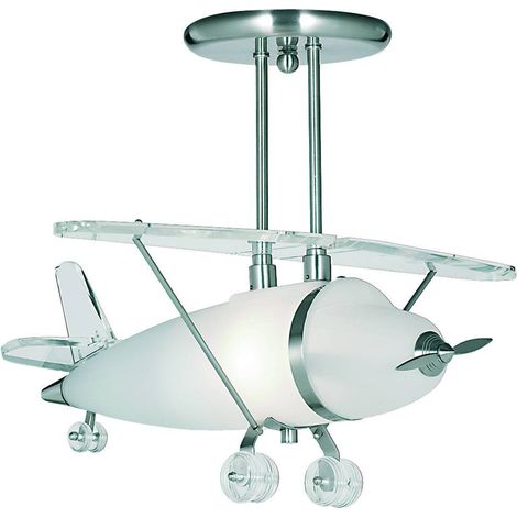 Plafonnier pendule lampe suspendue argent avion enfants salle de jeux éclairage