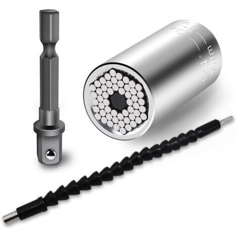 Douille universelle, 1/4\" à 3/4\" multifonction, ensemble d'adaptateurs de perceuse électrique, avec tournevis hexagonal flexible de 6,35 mm (1/5)
