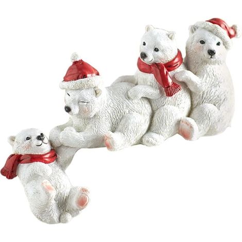 Eisbären-Nanny-Statue, Mutterbär und Babybär, zum Aufhängen an Regal oder Tisch, Weihnachtsdekoration für Zuhause (1/3)