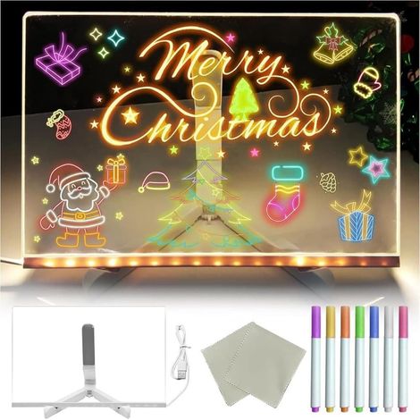 Tableau Lumineux LED 30x20cm - Tableau Message Acrylique Éclairant - Tableau Bureau Moderne avec Support - Cadeaux Créatif (1/5)