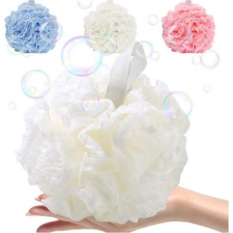 Éponge de Douche - Douce Grande Fleur de Bain - Maille XL - Épaissir - Couleur Blanche