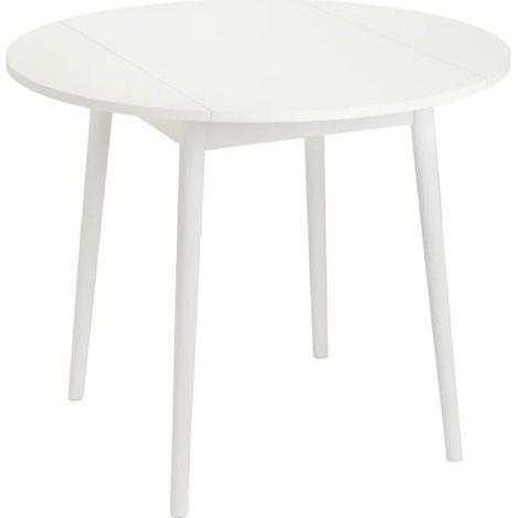 Table basse - JUANIO - Table ronde extensible coloris Blanc - Ø89 cm - H74 cm - Plateau plié 90x49 cm (1/4)