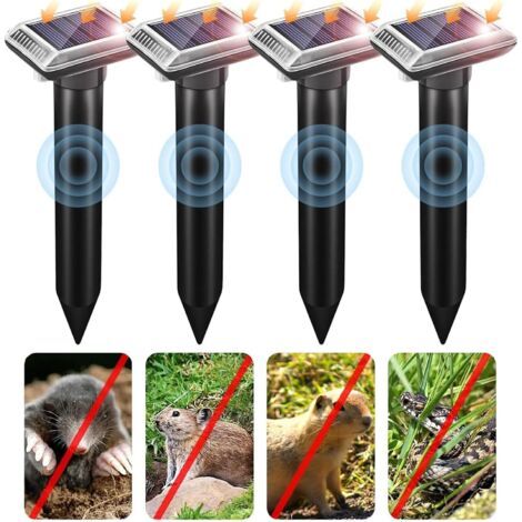 BUNTHAUS Lot de 4 répulsifs à ultrasons pour souris, à énergie solaire, pour repousser les taupes, les serpents, les campagnols, les gaufres et autres répulsifs (1/5)