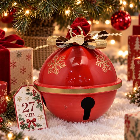 Campana in Metallo 27 cm Rosso Decorazione di Natale Natalizio Esterno Interno (1/5)