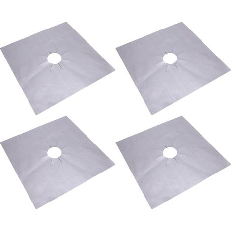 Protégeurs de Gamme de Gaz Réutilisables Non - Couvercle de Brûleur Stokkachel pour Cuisine Cuisine 4 Pcs Argent 270x270x0.12 Mm (1/5)