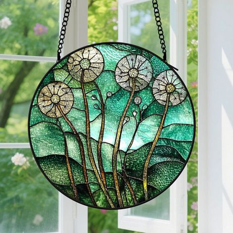 9cm Suspension en vitrail - Attrape-soleil minimaliste élégant coloré unique, décoration fenêtre maison, cadeau Noël, Fête des Mères pour femme (1/5)