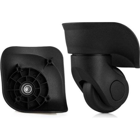Lot de 2 roues de valise noires de rechange, roulettes pivotantes universelles, multidirectionnelles, silencieuses et durables (1/5)