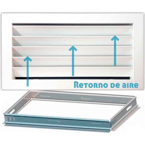 Rejilla de ventilación retorno blanco + Marco de montaje  300x100mm  300x100mm