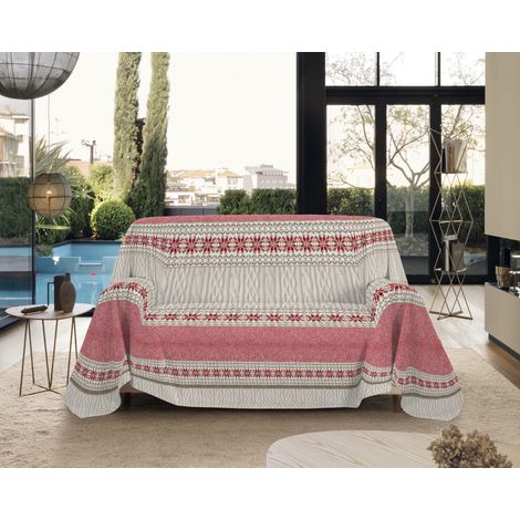 Telo Arredo Made in Italy in Cotone Grandfoulard Copritutto Copridivano Copriletto-Teli Sofà Arredatutto-Drappeggio-Arazzo-Copridivano Grand Foulard Letto Singolo - Maglia Rosso