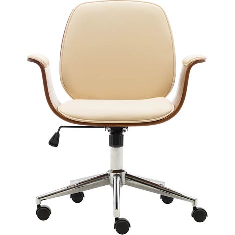 Maison Exclusive - Sedia da Ufficio Crema in Legno Piegato e Similpelle (1/5)