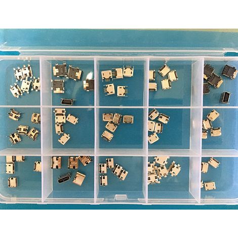 Assortiment kit broches connecteur USB femelle SMT pour charge socle jack (1/2)