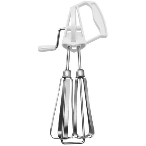 Fouet Professionnel Rotatoire Fouet à Ballon Batteurs Manuels à Oeufs Lait Mixeur DIY Pâtissier Fouet à Oeufs Ustensiles de Cuisine 25.5 x 13x6.5 cm(White), (1/5)