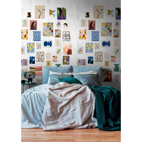 Papier peint intissé Papier peint original Multicolore, Blanc - 1,59 x 2,8 m (1/4)