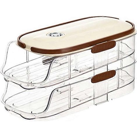 Boîte à œufs à double rangée pour porte latérale de réfrigérateur, transparente et à roulettes, A (1/5)