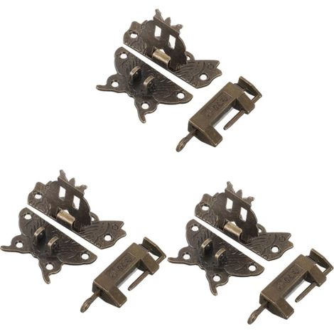 Lot de 3 verrous de porte rétro, petits verrous antiques vintage (1/5)
