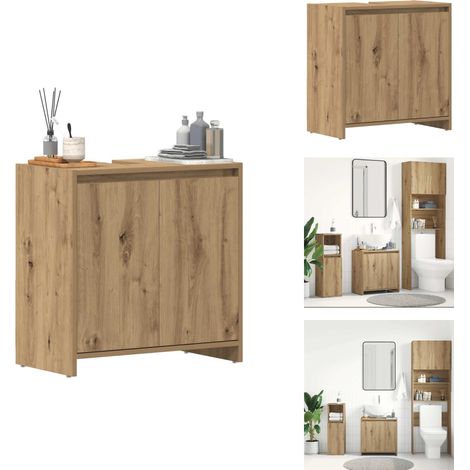 Armoire lavabo de salle de bain chêne artisanal 60x33x60 cm - Armoire De Lavabo De Salle De Bain - Armoires De Lavabo De Salle De Bain - Armoire D'évier De Salle De Bain - Meuble De Lavabo De Salle De (1/5)