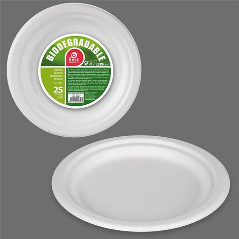 Dessertteller biologisch abbaubar ø17 cm, 25 Stück