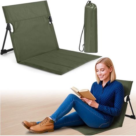 Chaise de camping pliable - Chaise pliante - Chaise de plage - Chaise de sol pliable - Structure en métal - Tissu imperméable - Avec dossier - Avec sac de rangement - Pour le sol, le parc, la pelouse, (1/5)