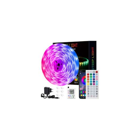 Ruban LED 15M RGB Bluetooth – Contrôle APP et télécommande – 16 millions de couleurs – Synchronisation musique – Installation facile (1/5)