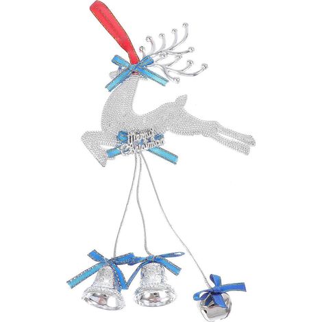 Stück Weihnachtsanhänger mit Rehkitzen und Glöckchen, bezaubernder Weihnachtsbaum-Anhänger-26X13.5X3CM-Silver (1/3)