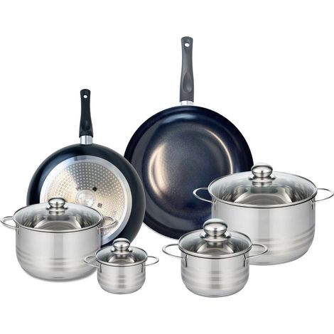 Ensemble de 2 Poêles de cuisson 28 et 32 cm et 4 faitouts 12, 16, 20 et 24 cm Elo Prima Brillant (1/5)