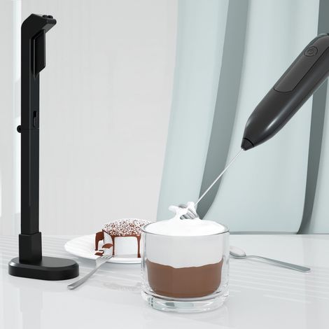 Frother À Lait Électrique - Station De Chargement Incluse - Pour Café Cappuccino Et Crème - 15 Secondes - Noir - 1 Pièce (1/5)