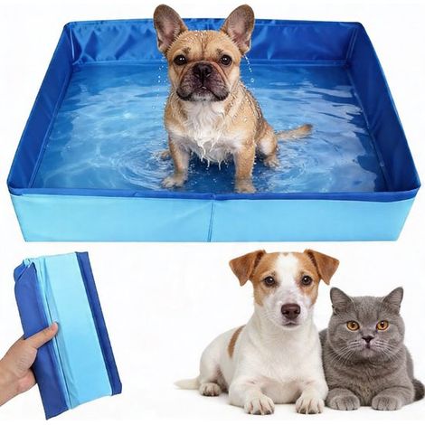 Piscina plegable para perros y duradero: piscina compacta tamaño mini refrescarse, Piscina resistente fácil usar no requiere inflado, Color azul (1/5)