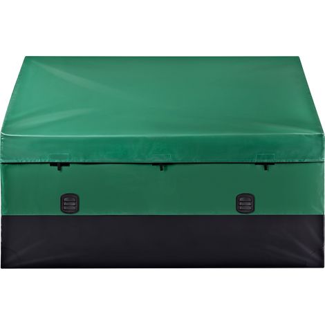 Mophorn 230-Gallonen-Aufbewahrungsbox für den Außenbereich, wasserdichte PE-Plane mit verzinktem Rahmen, Allwetterschutz für Camping, Garten, Poolrand, Hof, Braun und Blau