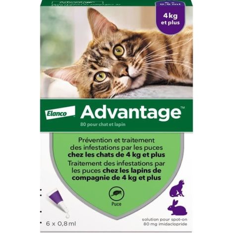 Advantage Solution Antipuce Chat Lapin +4kg 6 pipettes (1/5)
