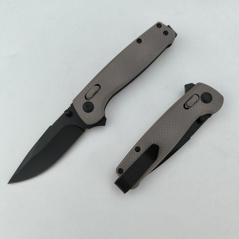 Klappmesser mit Taschenclip, EDC Outdoor Jagd Camping, Nylonfaser-Griff Grau