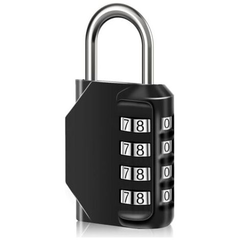 1 cadenas à combinaison étanche à 4 chiffres avec code numérique, serrure à combinaison en alliage de zinc pour porte, boîte à outils, écoles, gymnase, clôtures, armoire à roulettes et (1/5)