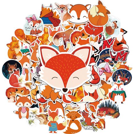 Sticker Renard - Vinyle Étanche PVC - Pour Ordinateur Portable Skateboard Valise Voiture - 50 Pièces (1/5)