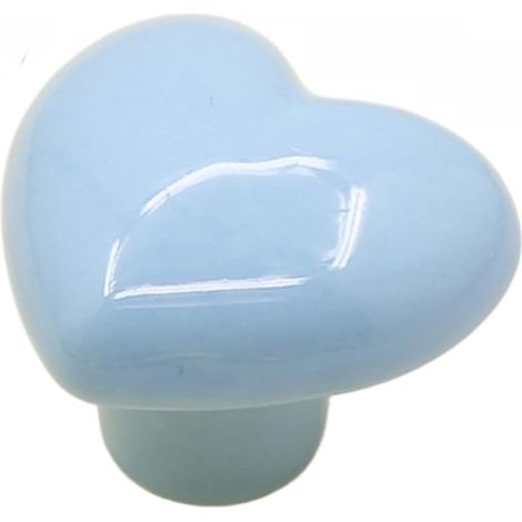 Ceramic Heart 4cm Drilling for Furniture (Light blue) (1/5)