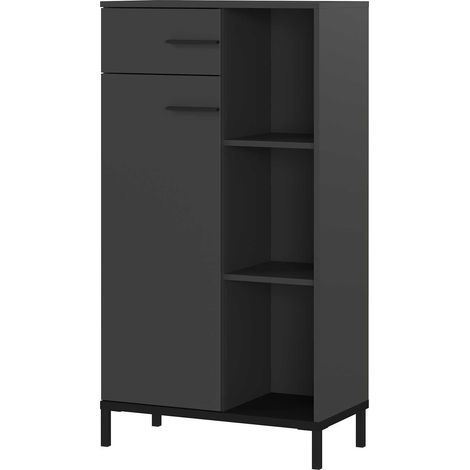 Armoire de bureau 1 porte 1 tiroir 64x34x190 cm graphite - TZEKA