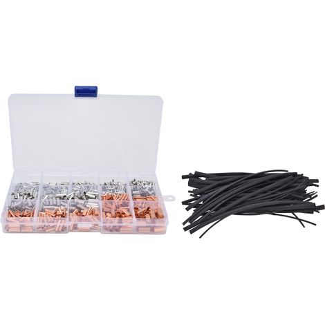 Jeu de 970 embouts de câblage en laiton non isolés, type tube, avec PVC et alliage, pour automobiles et connexions électriques (1/5)