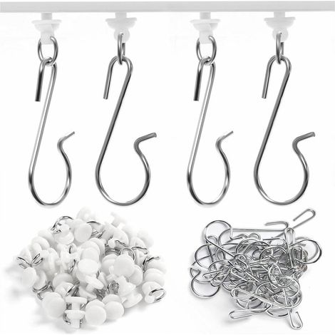 Zubehörset mit Metallhaken und Rollen in Einzelhandelsgröße S für Gardinen, Metall-Gardinenhaken, S-förmige, spitze Haken für Gardinen (15 Stück) (1/5)