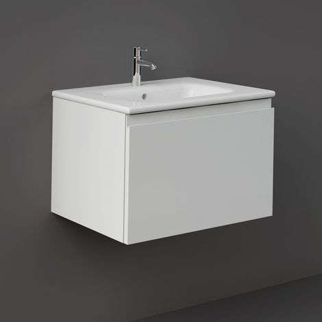 RAK Joy Uno Gloss White 600mm Wall Hung Single Drawer Vanity Unit - UNOWH060PWH (1/4)