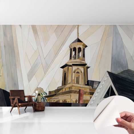 Selbstklebend Tapete - Wandgestaltung - Tapete Wohnzimmer - Flur Eingangsbereich Architektonischer Turm 416x254 cm (1/5)